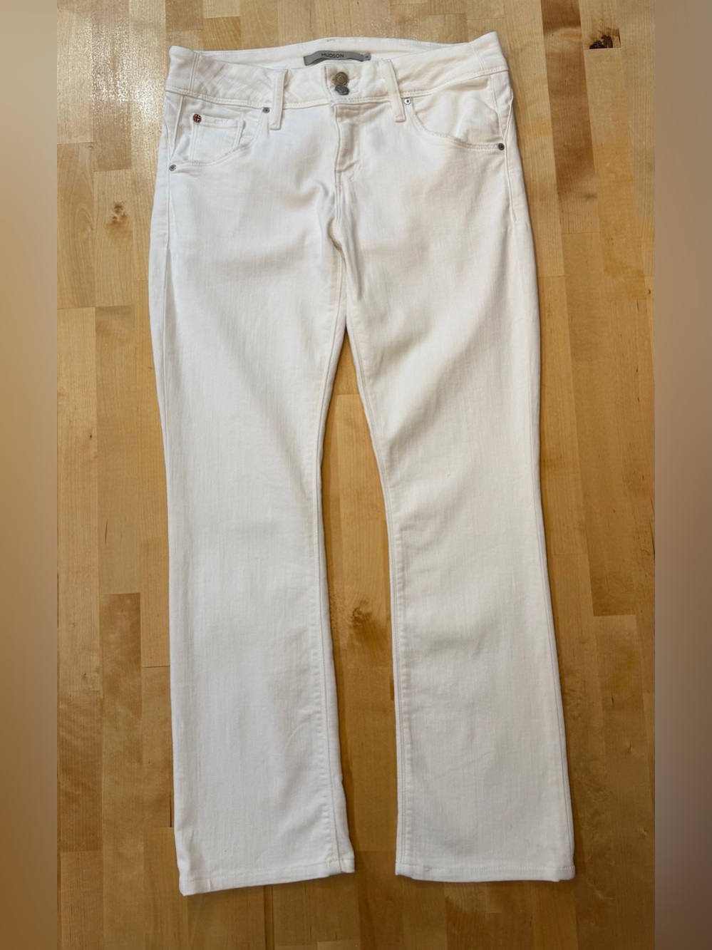 Hudson Jeans The Beth Mid-Rise Baby Bootcut White Jeans